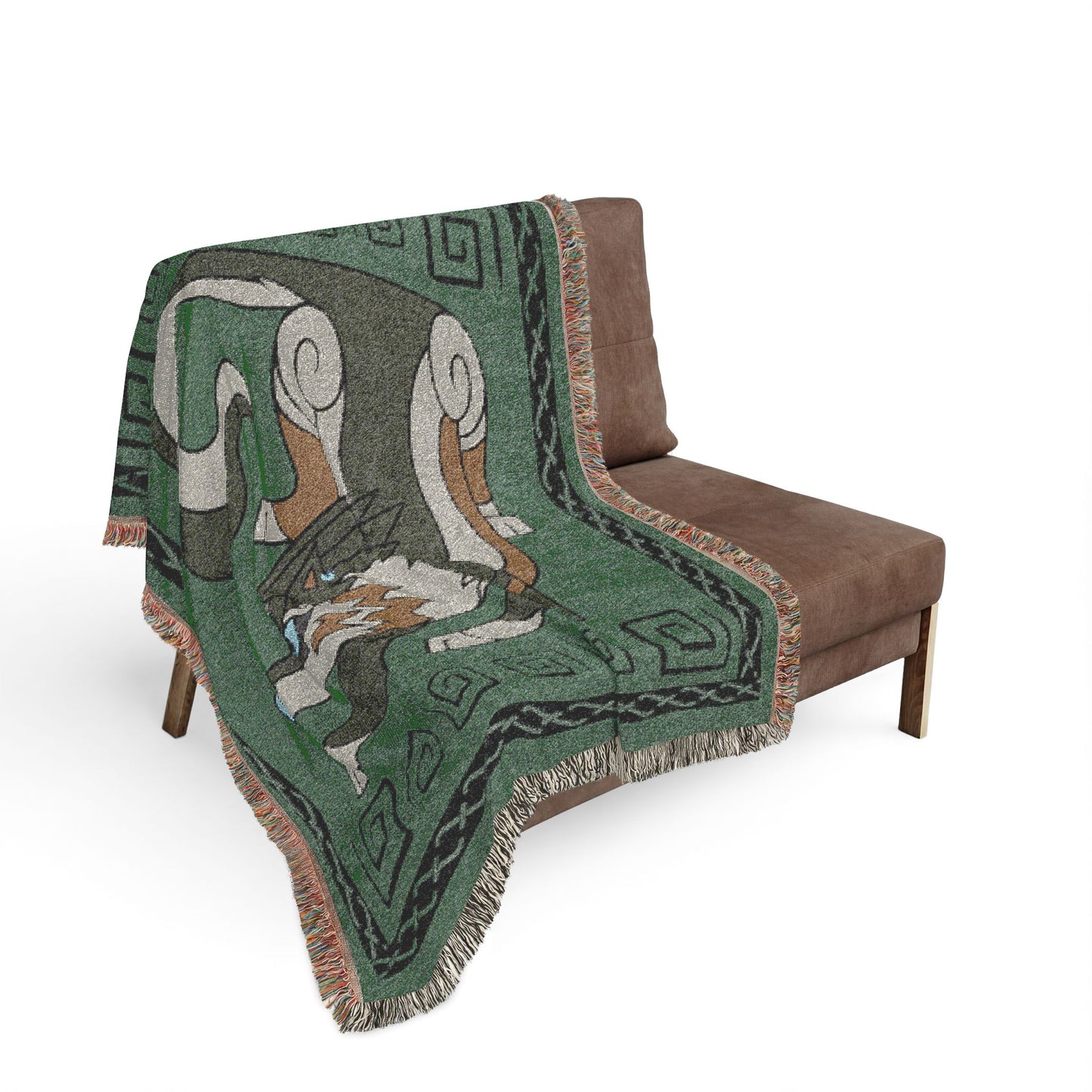 Wolf Twilight Inspired Stylized Green Woven Dragon Blanket 50x60 Inches