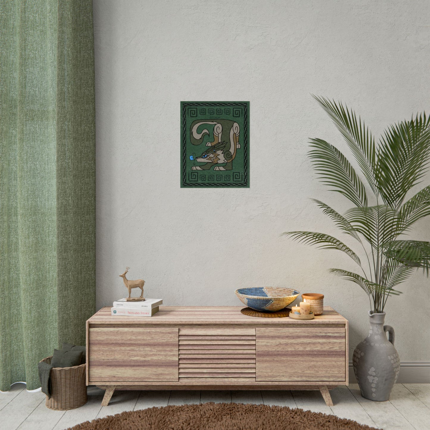 Wolf Twilight Inspired Stylized Green Print Poster