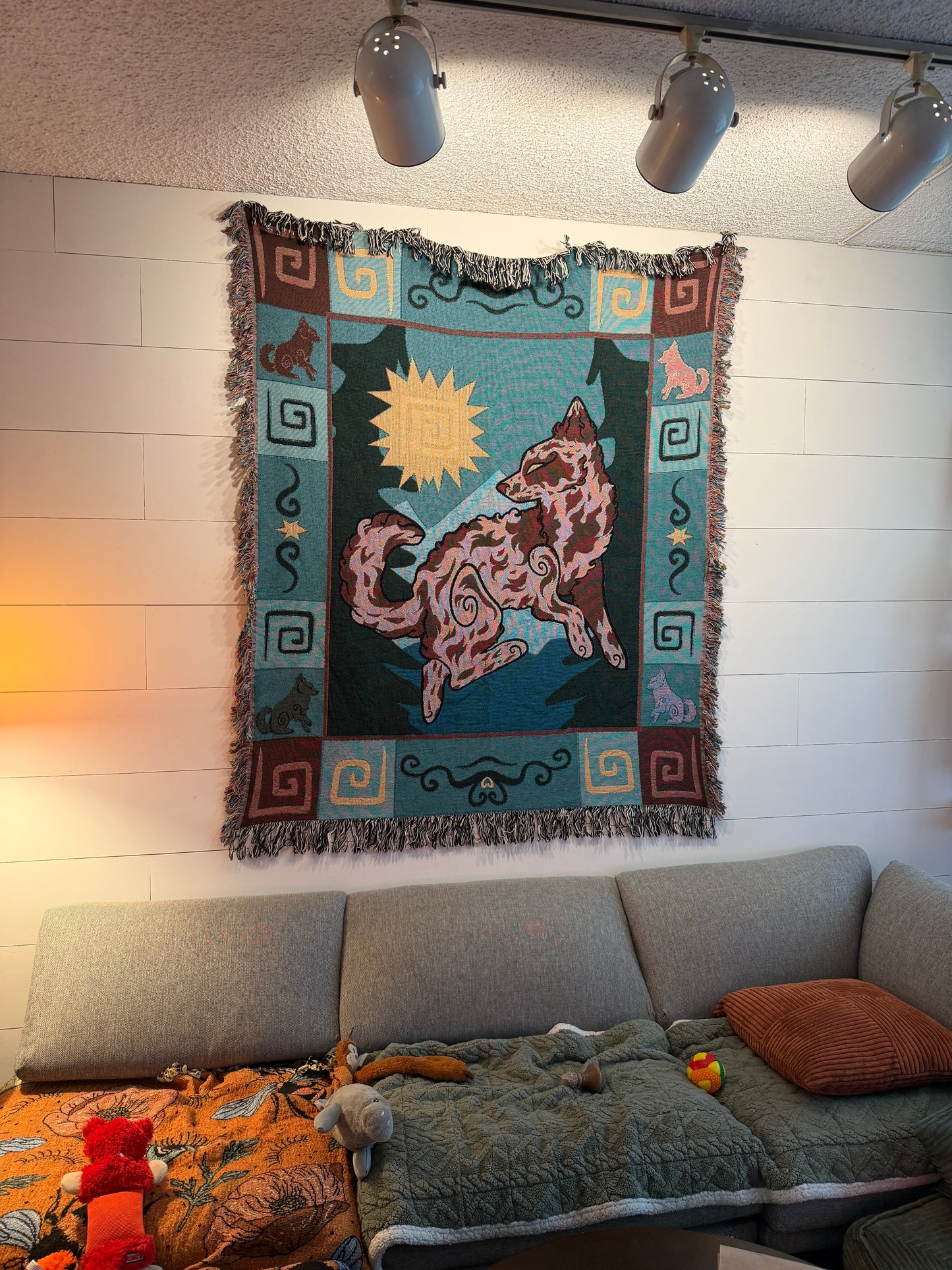 Mudi Dog Blue Merle Woven Blanket 50x60 Inches