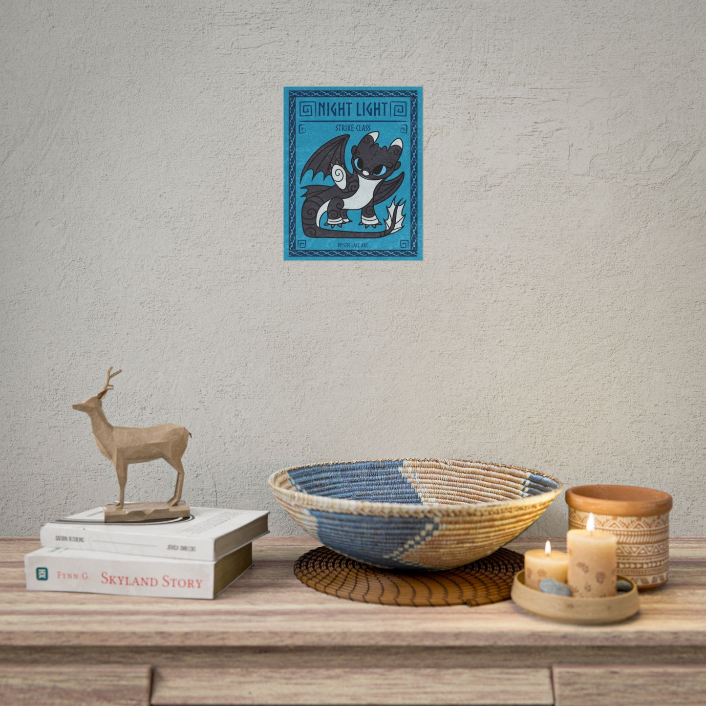 Dart Night Light Fury Inspired HTTYD Blue Dragon Print Poster