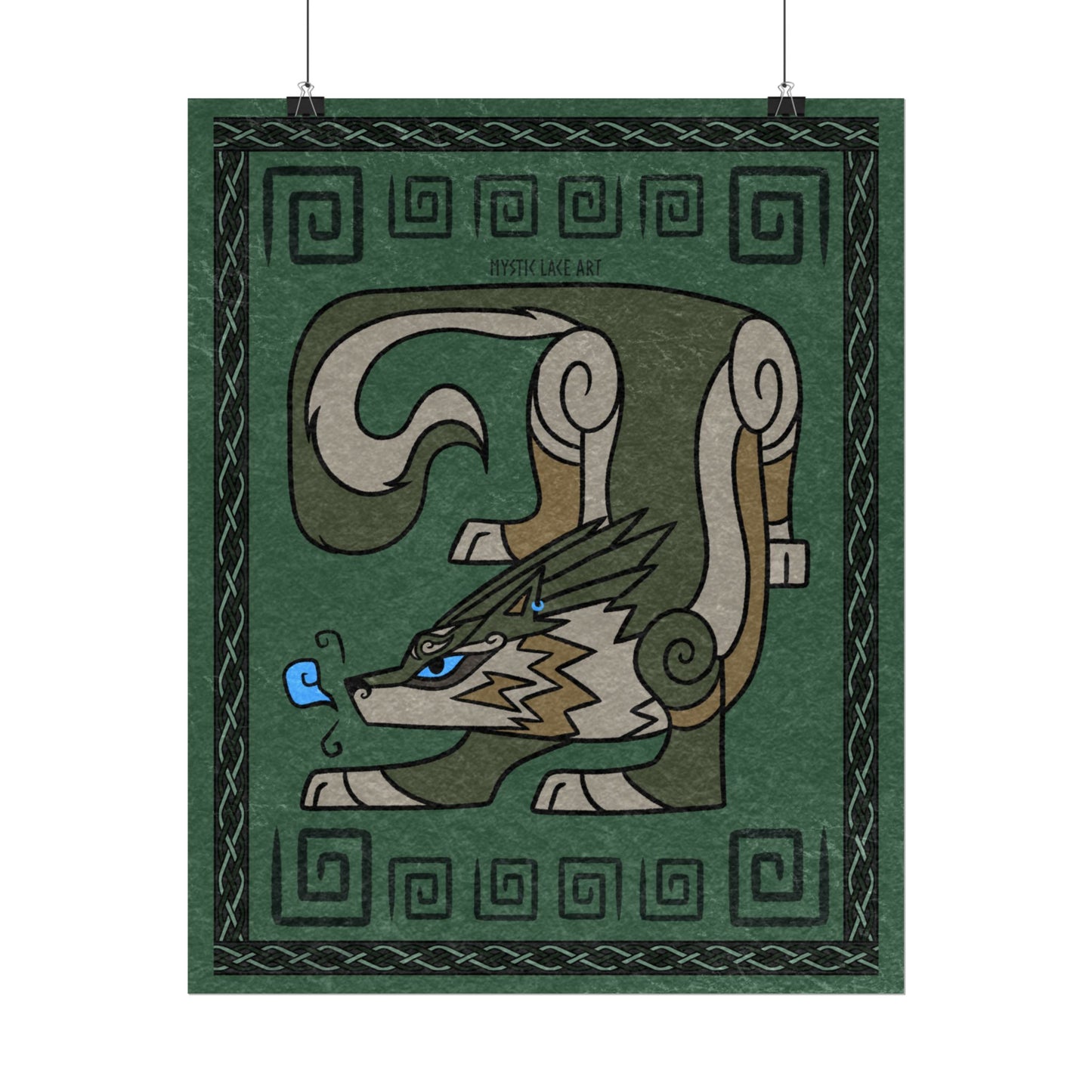 Wolf Twilight Inspired Stylized Green Print Poster