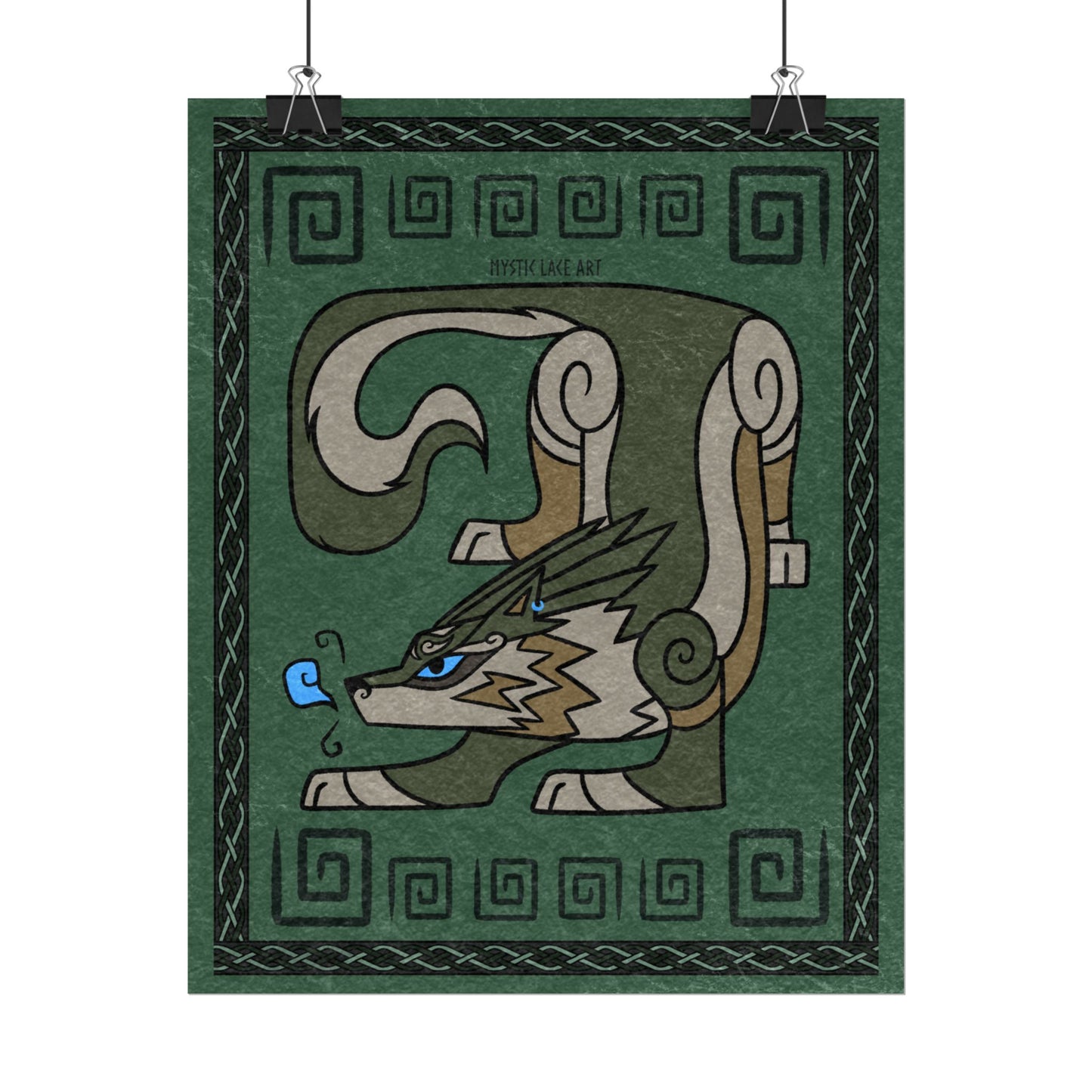 Wolf Twilight Inspired Stylized Green Print Poster