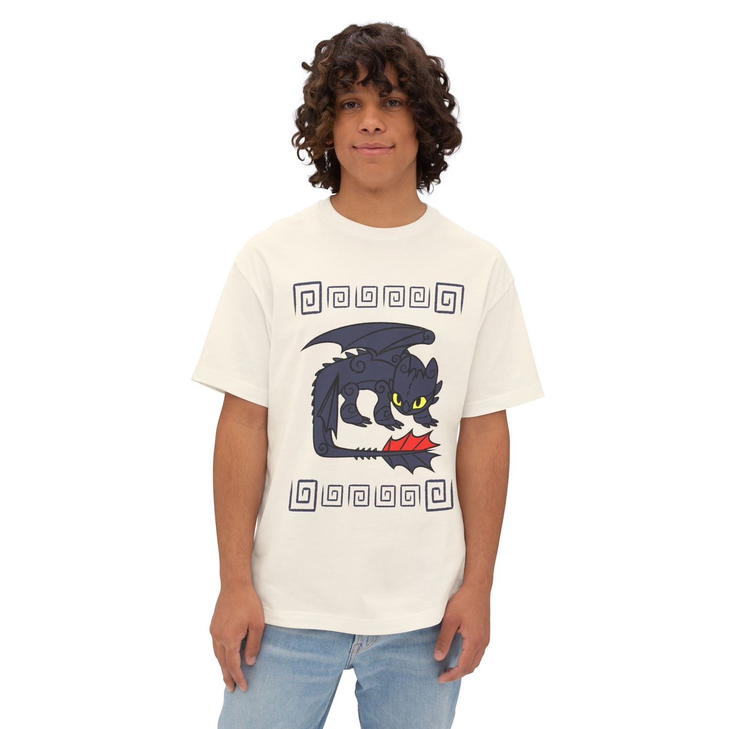 Black Dragon Spiral Toothless Boxy T-Shirt, Hookfang, Stormfly, Meatlug, Barf and Belch