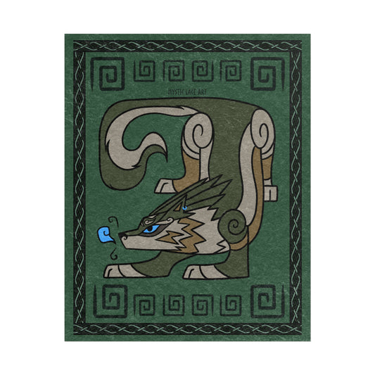 Wolf Twilight Inspired Stylized Green Print Poster