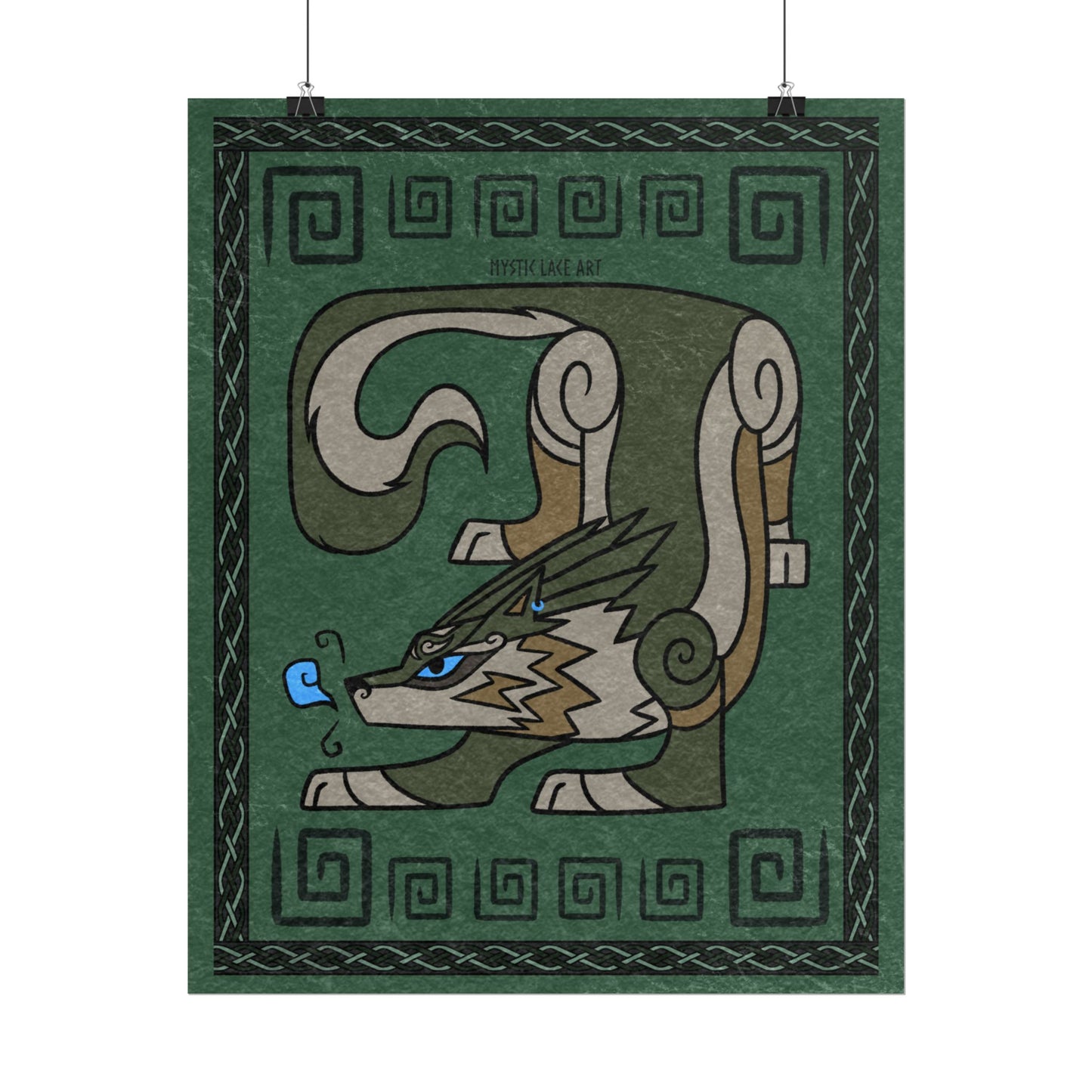 Wolf Twilight Inspired Stylized Green Print Poster