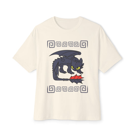 Black Dragon Spiral Toothless Boxy T-Shirt, Hookfang, Stormfly, Meatlug, Barf and Belch