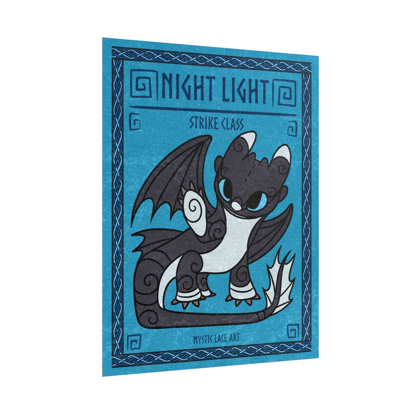 Dart Night Light Fury Inspired HTTYD Blue Dragon Print Poster