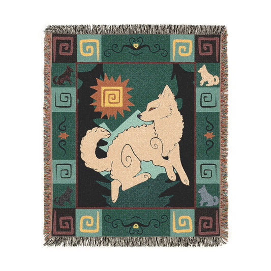 Mudi Dog Tan Gold Woven Blanket Tapestry 50x60 Inches