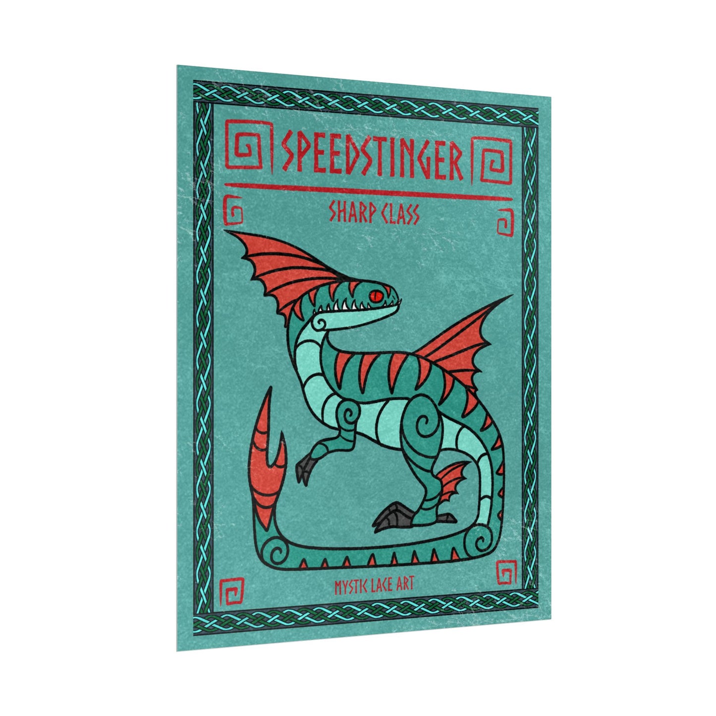 Speedstinger Teal and Red Dragon HTTYD Inspired Stylized Poster