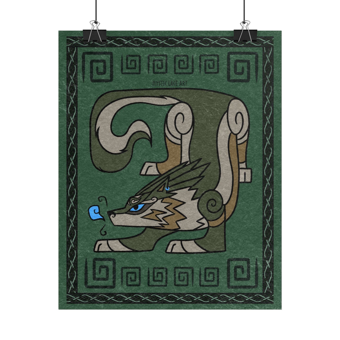 Wolf Twilight Inspired Stylized Green Print Poster