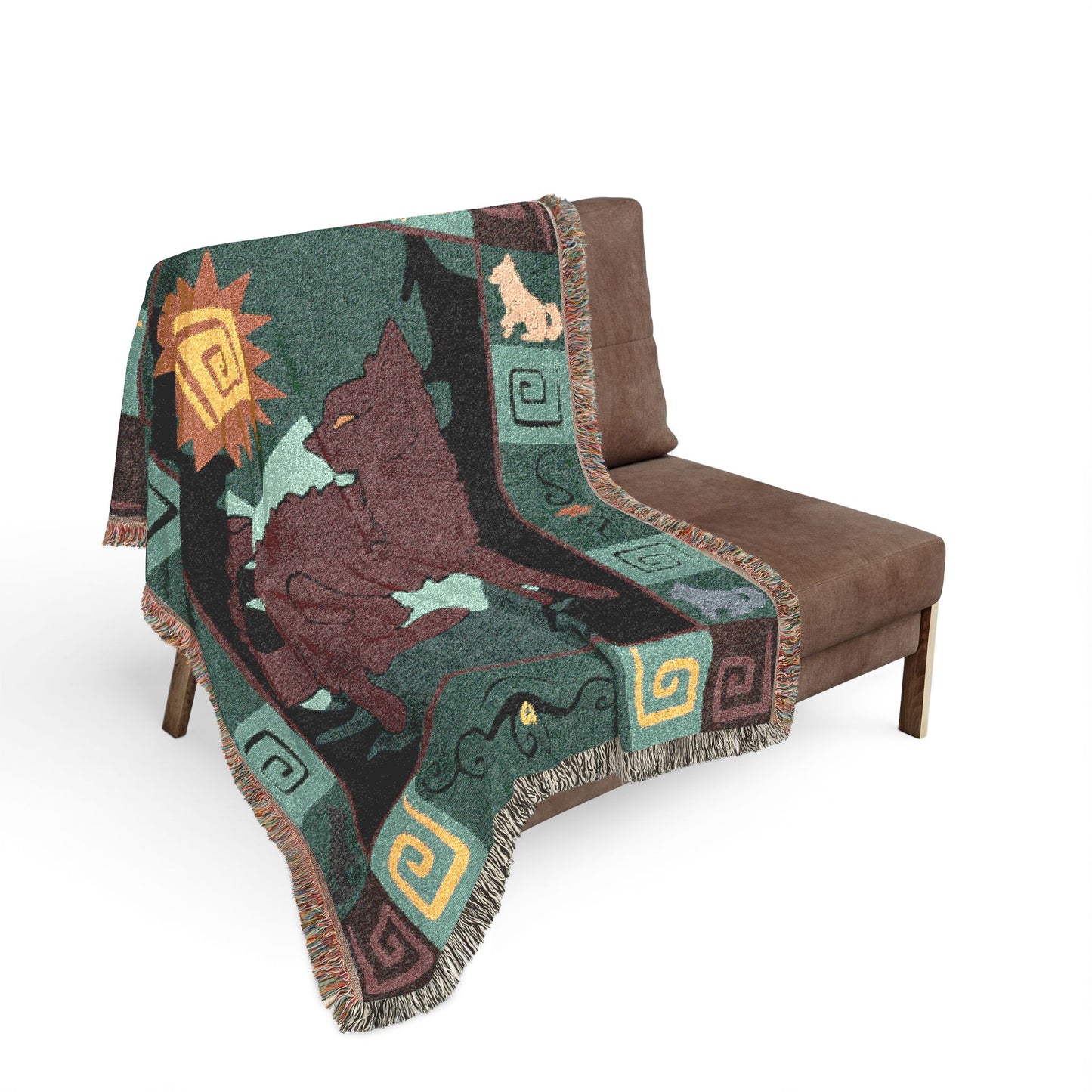 Mudi Dog Brown Red Woven Blanket Tapestry 50x60 Inches