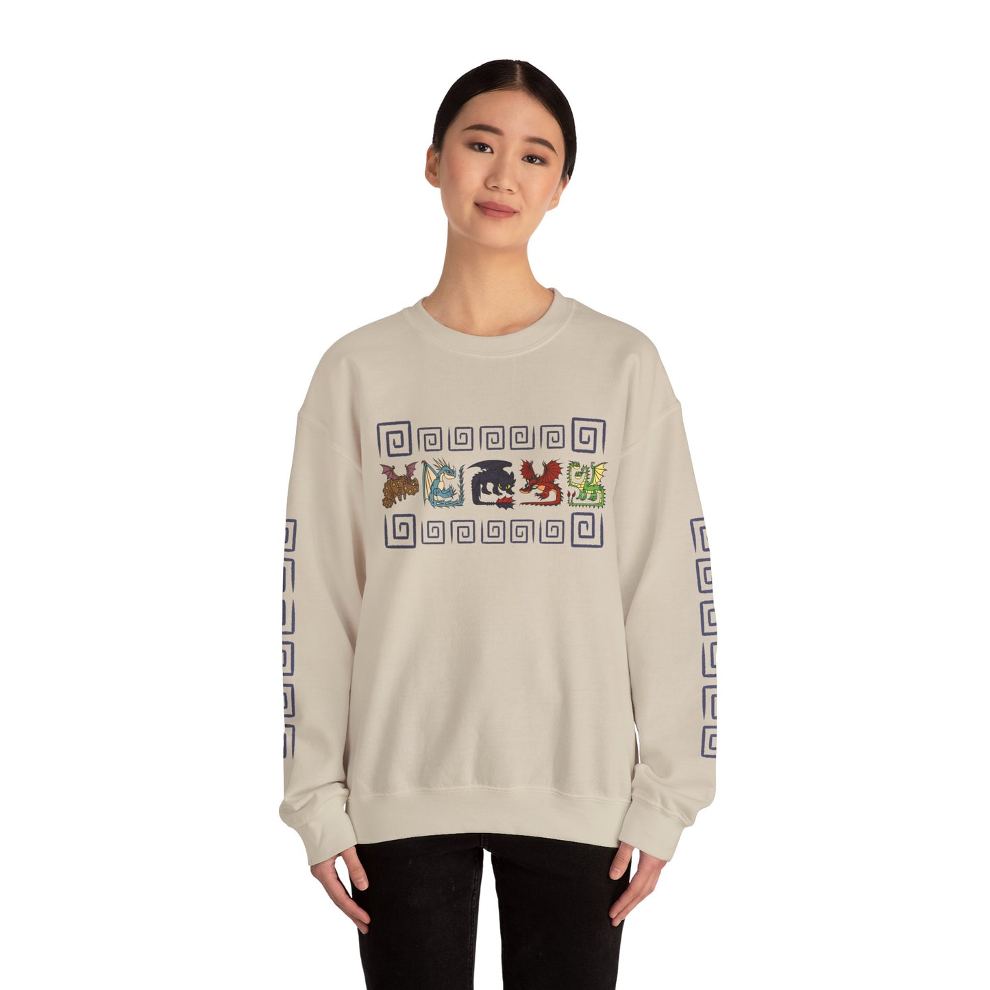 Spiral Black Dragon Hookfang, Stormfly, Meatlug, Barf and Belch Toothless HTTYD Inspired Crewneck Sweatshirt