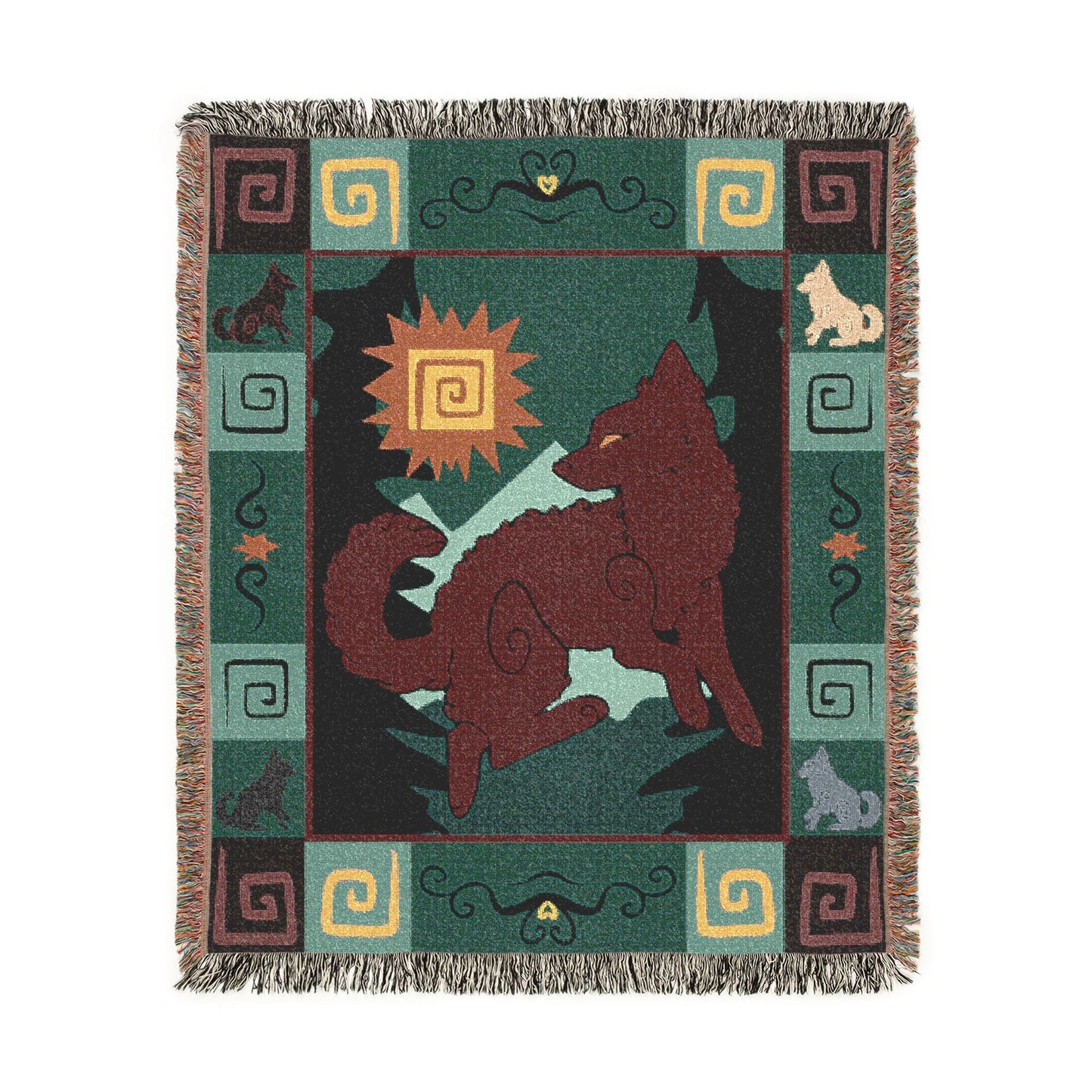 Mudi Dog Brown Red Woven Blanket Tapestry 50x60 Inches