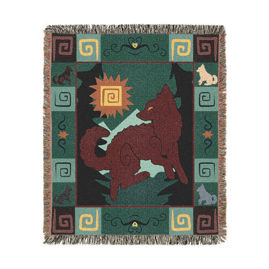 Mudi Dog Brown Red Woven Blanket Tapestry 50x60 Inches