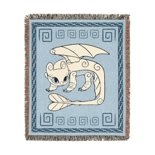 HTTYD Inspired White Dragon Stylized Light 50x60 Inch Woven Blanket