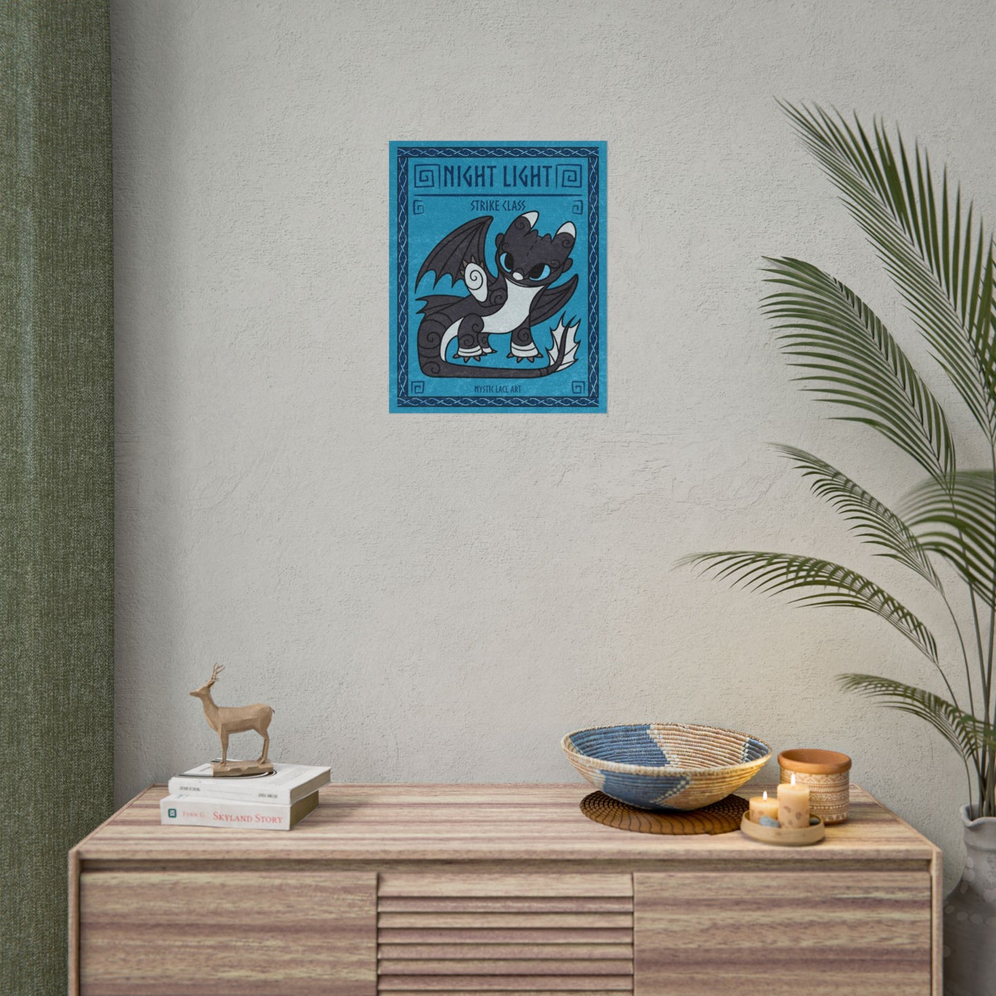 Dart Night Light Fury Inspired HTTYD Blue Dragon Print Poster