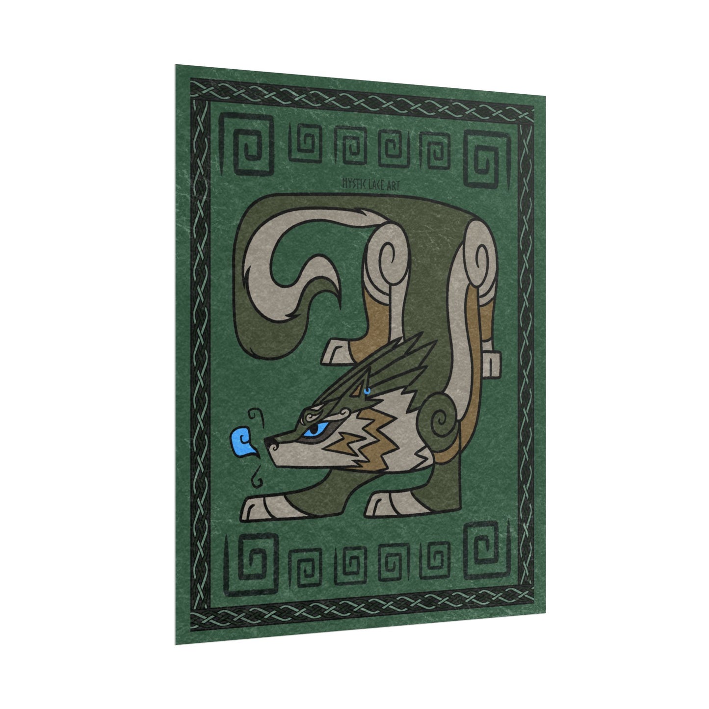 Wolf Twilight Inspired Stylized Green Print Poster