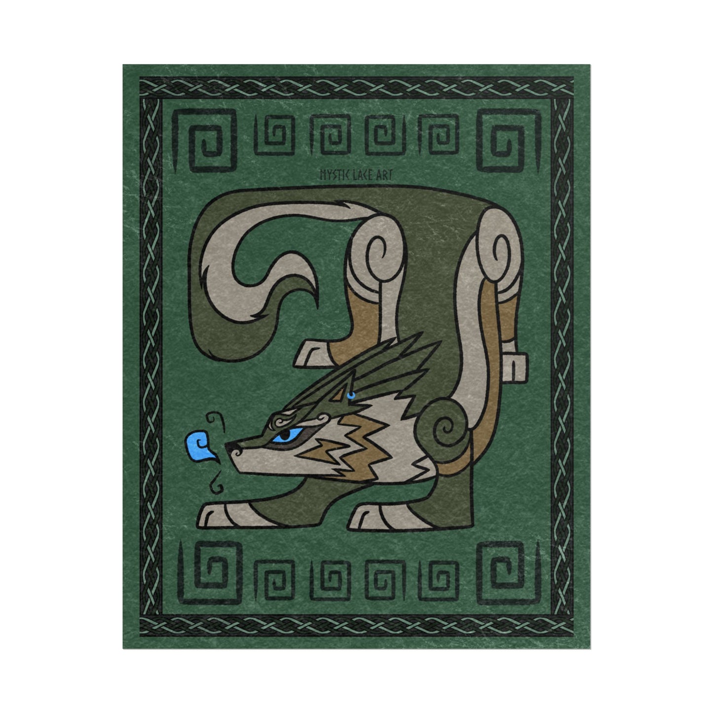 Wolf Twilight Inspired Stylized Green Print Poster