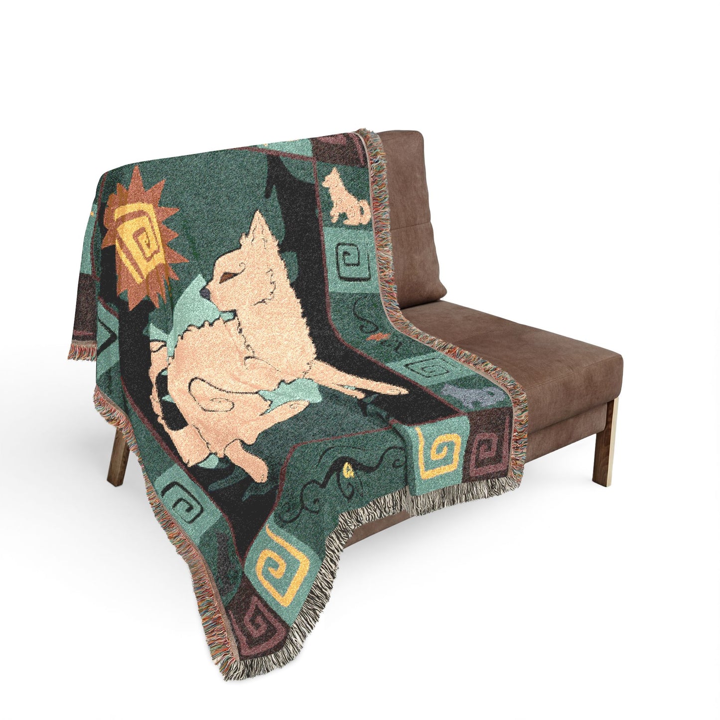 Mudi Dog Tan Gold Woven Blanket Tapestry 50x60 Inches