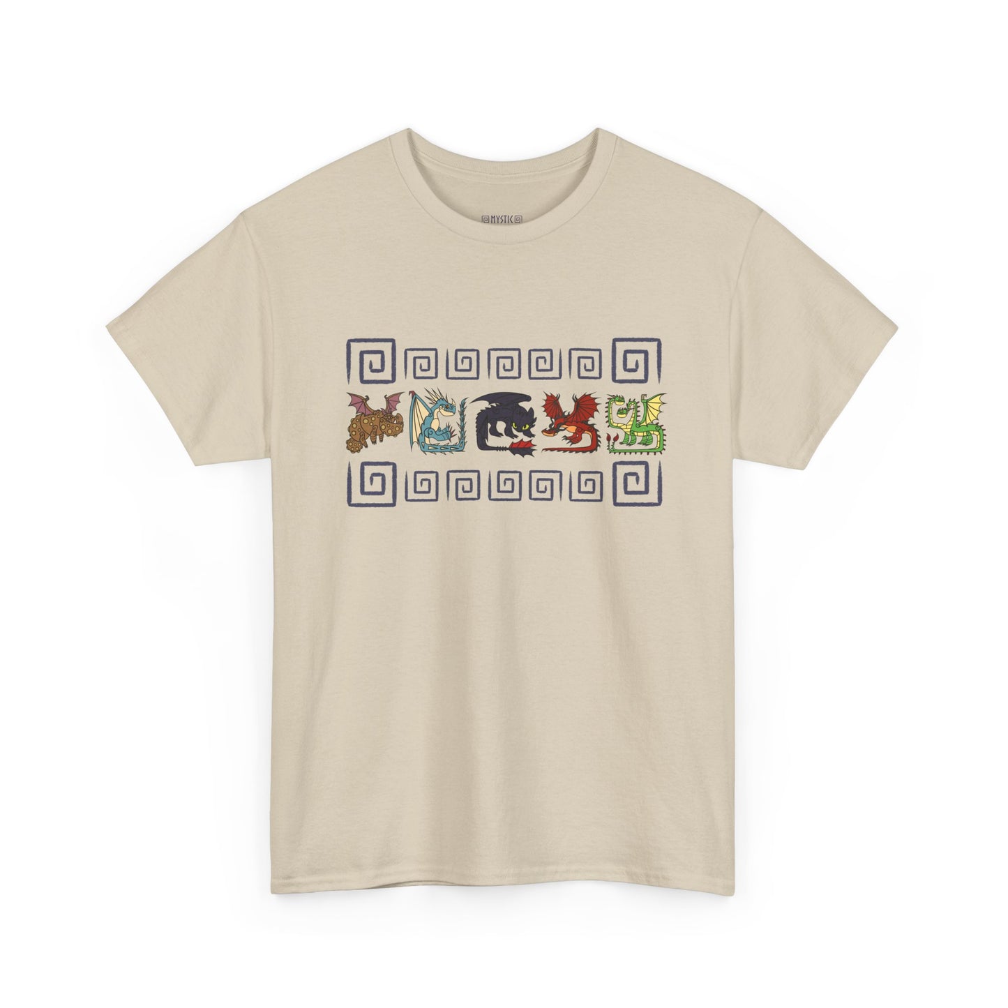 HTTYD Toothless, Stormfly, Hookfang, Meatlug, and Barf and Belch Spiral Heavy 100% Cotton T-Shirt