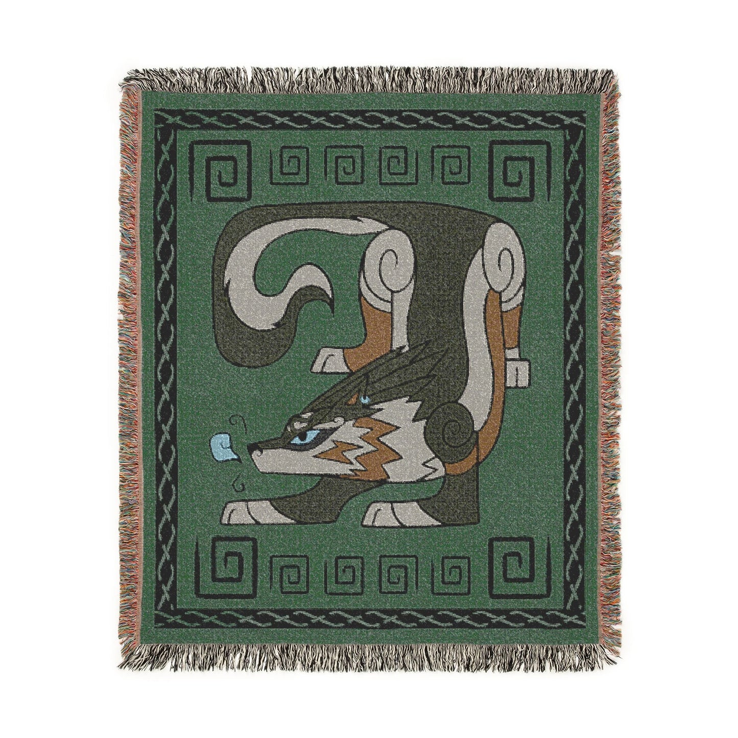 Wolf Twilight Inspired Stylized Green Woven Dragon Blanket 50x60 Inches