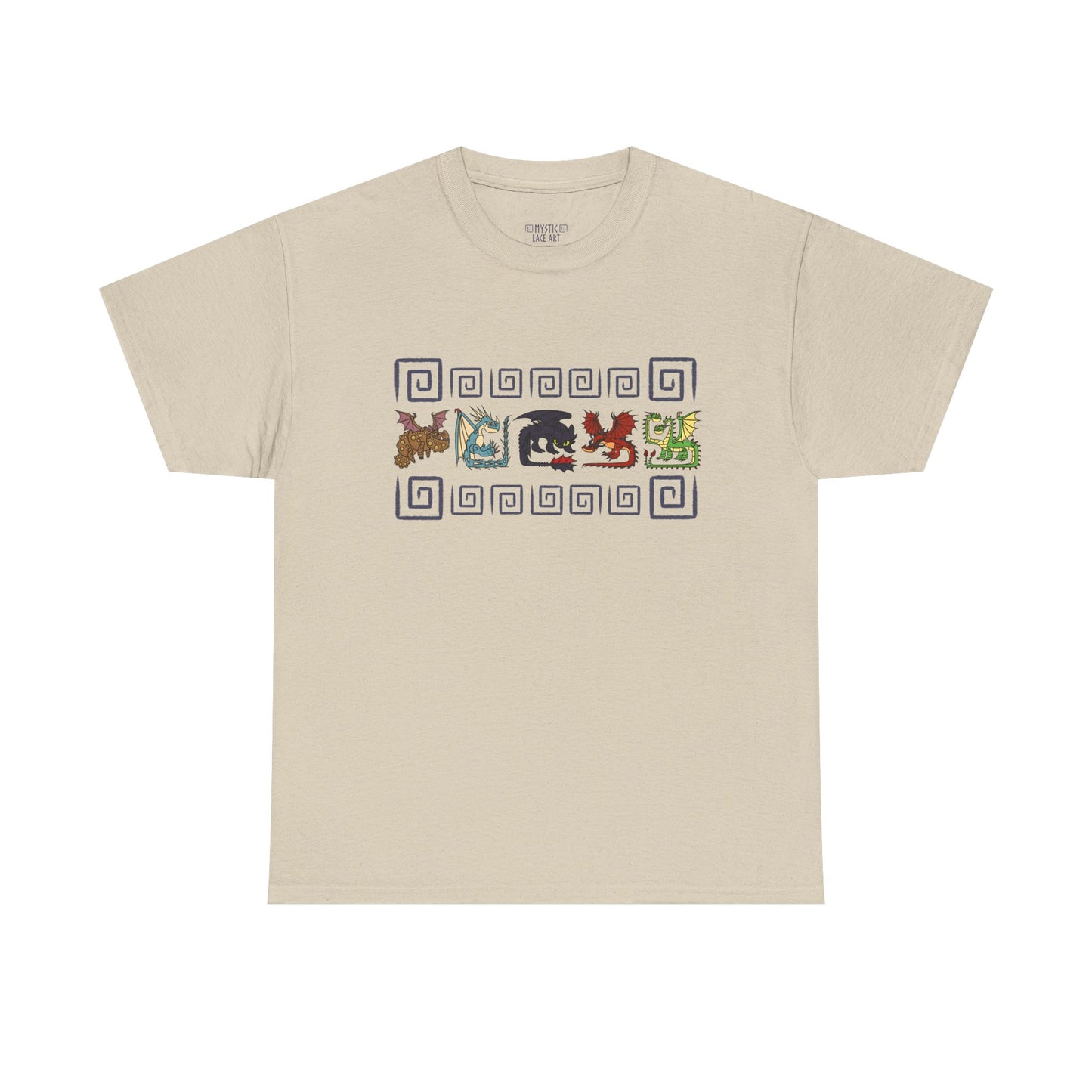 HTTYD Toothless, Stormfly, Hookfang, Meatlug, and Barf and Belch Spiral Heavy 100% Cotton T-Shirt