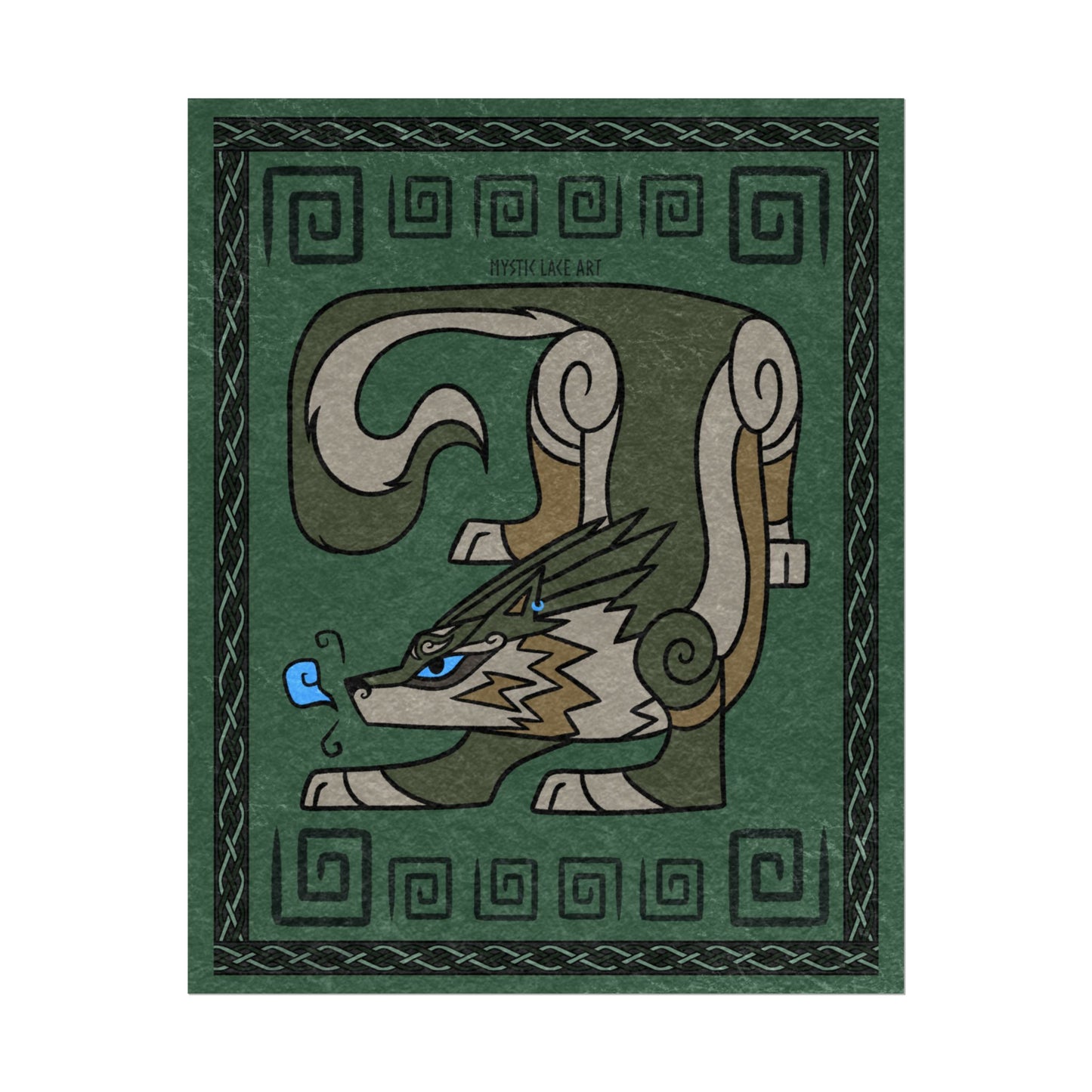Wolf Twilight Inspired Stylized Green Print Poster