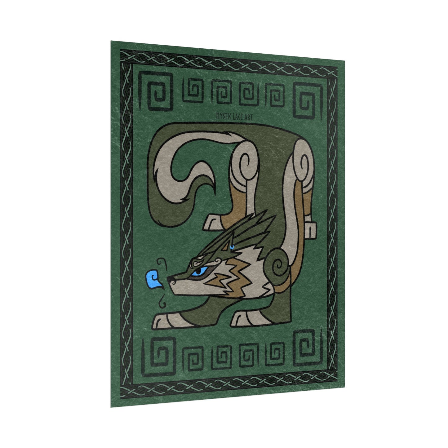 Wolf Twilight Inspired Stylized Green Print Poster