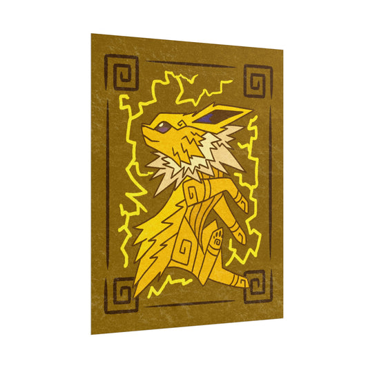 Electric Eeveelution Stylized Yellow Monster Inspired Print Poster