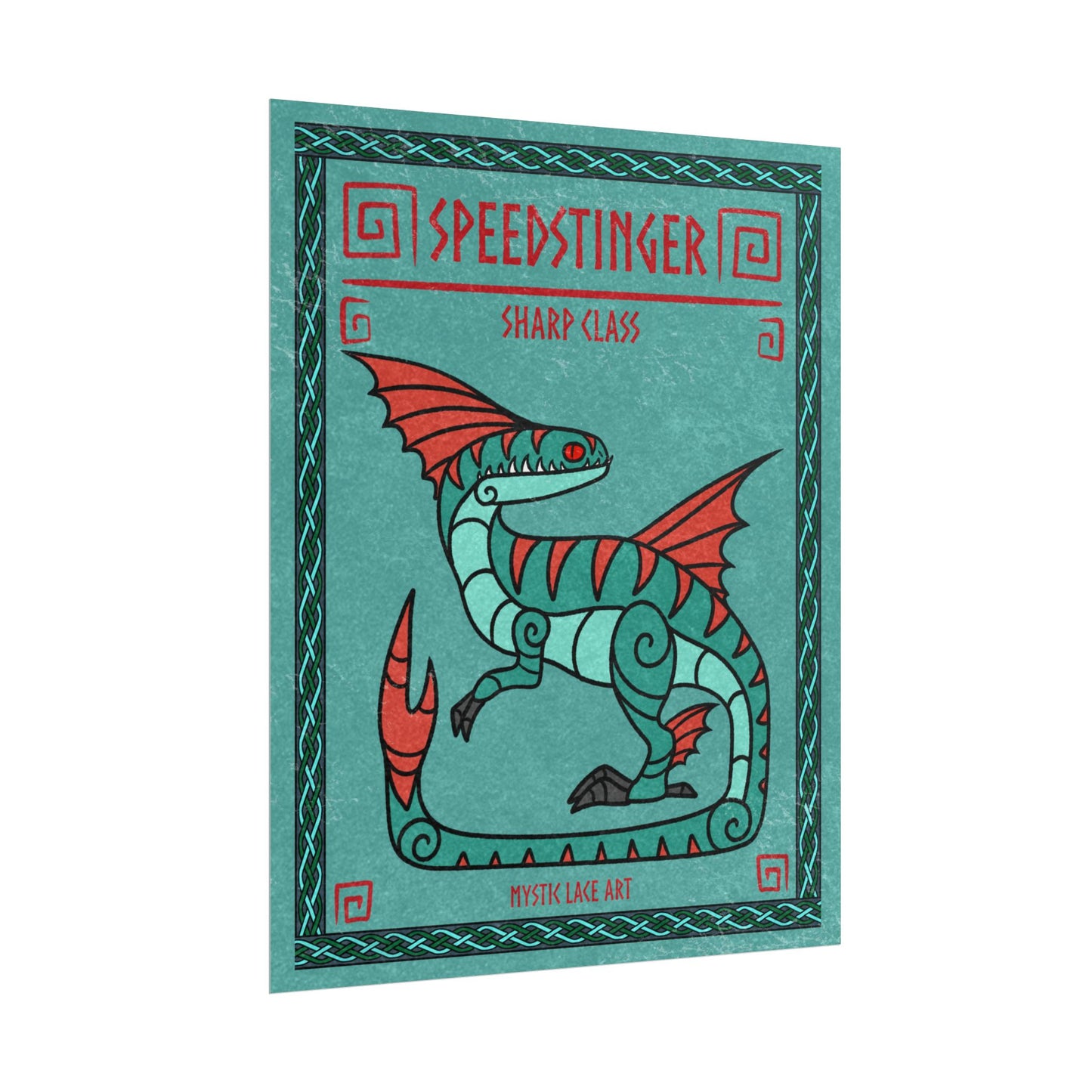 Speedstinger Teal and Red Dragon HTTYD Inspired Stylized Poster