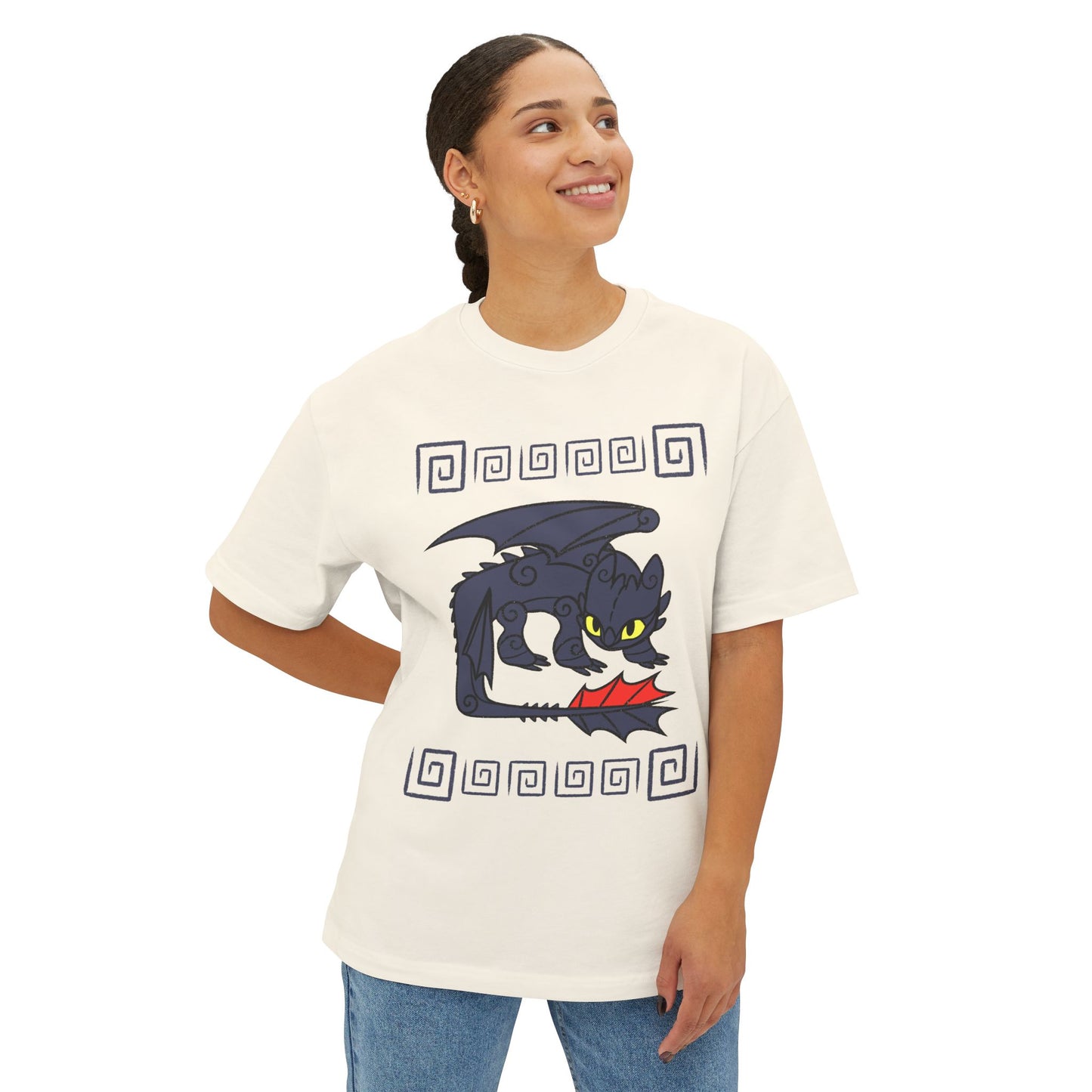 Black Dragon Spiral Toothless Boxy T-Shirt, Hookfang, Stormfly, Meatlug, Barf and Belch