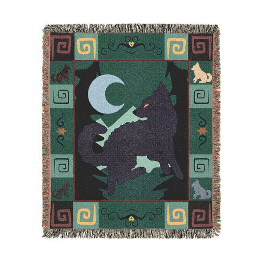 Mudi Dog Black Woven Blanket Tapestry 50x60 Inches