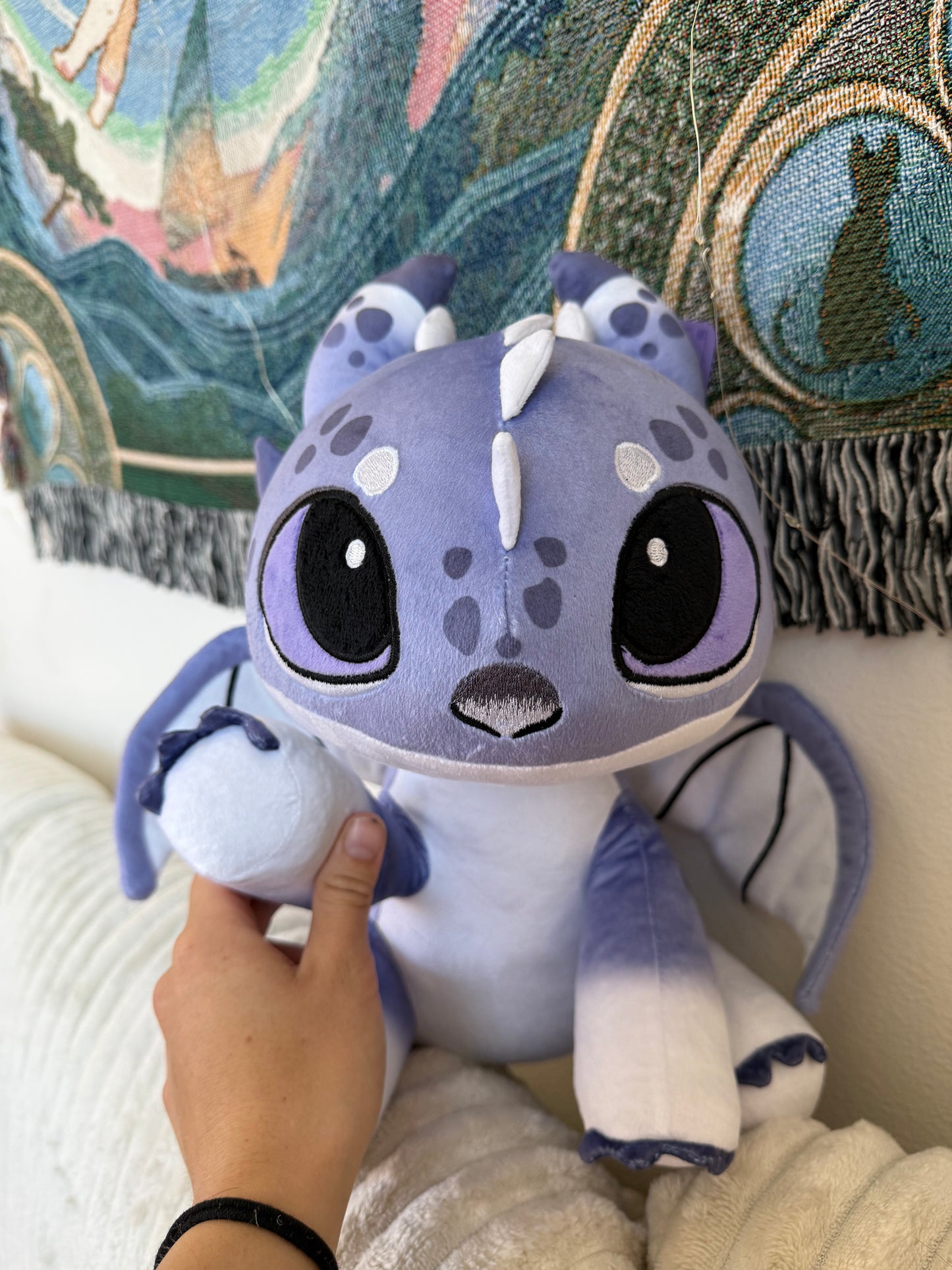 Frostbite the Snow Strike Dragon - 12 Inch Soft Snow Leopard Dragon Huggable Plushie PREORDER