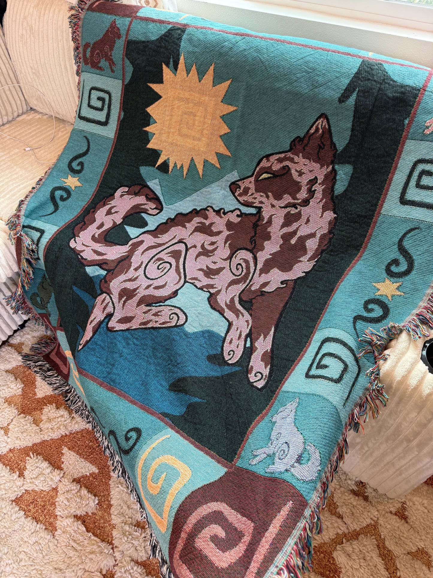 Mudi Dog Red Merle Woven Blanket 50x60 Inches