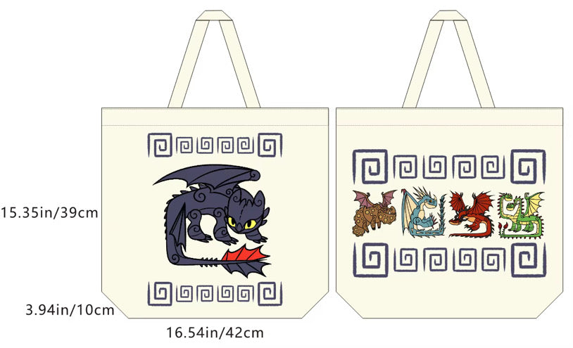 High Quality Dragon Double-Sided Tote Bag 15x16x4 Inch