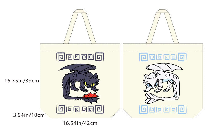 High Quality Dragon Double-Sided Tote Bag 15x16x4 Inch